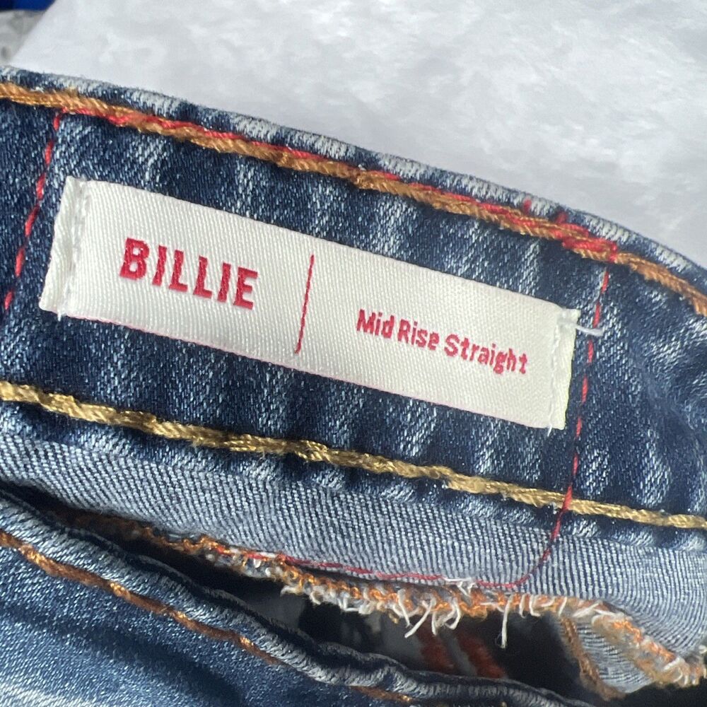 True Religion Billie Mid Rise Straight Jeans Womens 31 Rope Stitch Orange - Picture 8 of 14